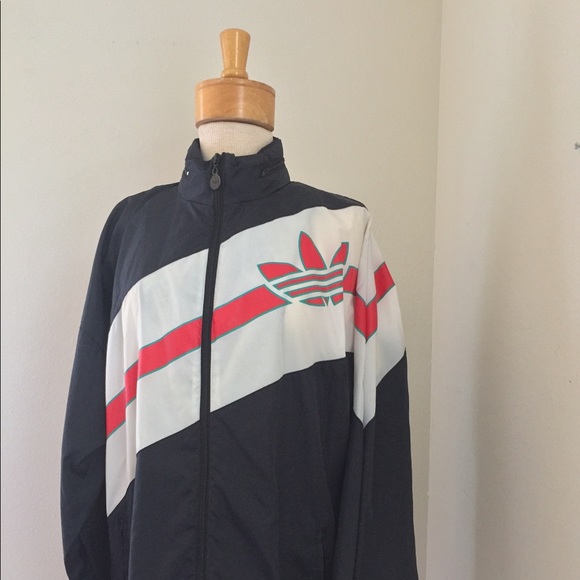 adidas vintage windbreaker red